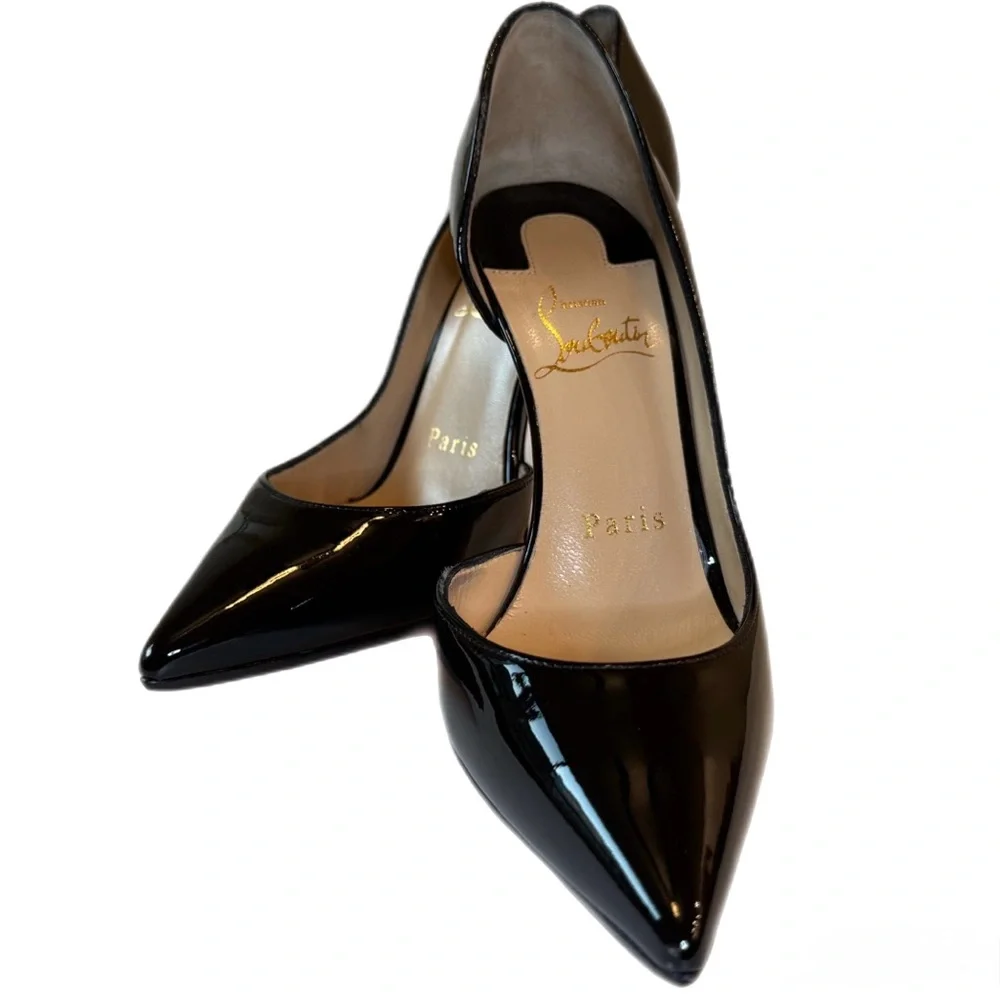 Christian Louboutin Iriza Glossy Black Heels with Iconic Red Soles - Picture 5 of 13